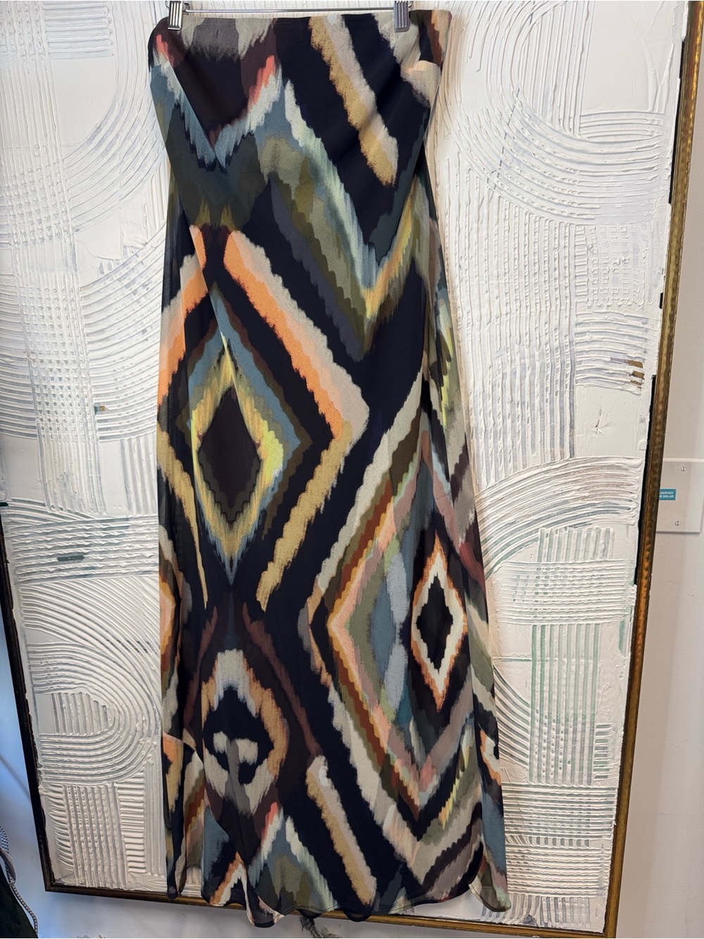 Anthropologie Strapless Maxi Dress, Abstract Print, Sheer with Black Slip N0779 - Picture 2 of 6